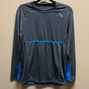 HIND Gray and Blue Long Sleeve Athletic Shirt